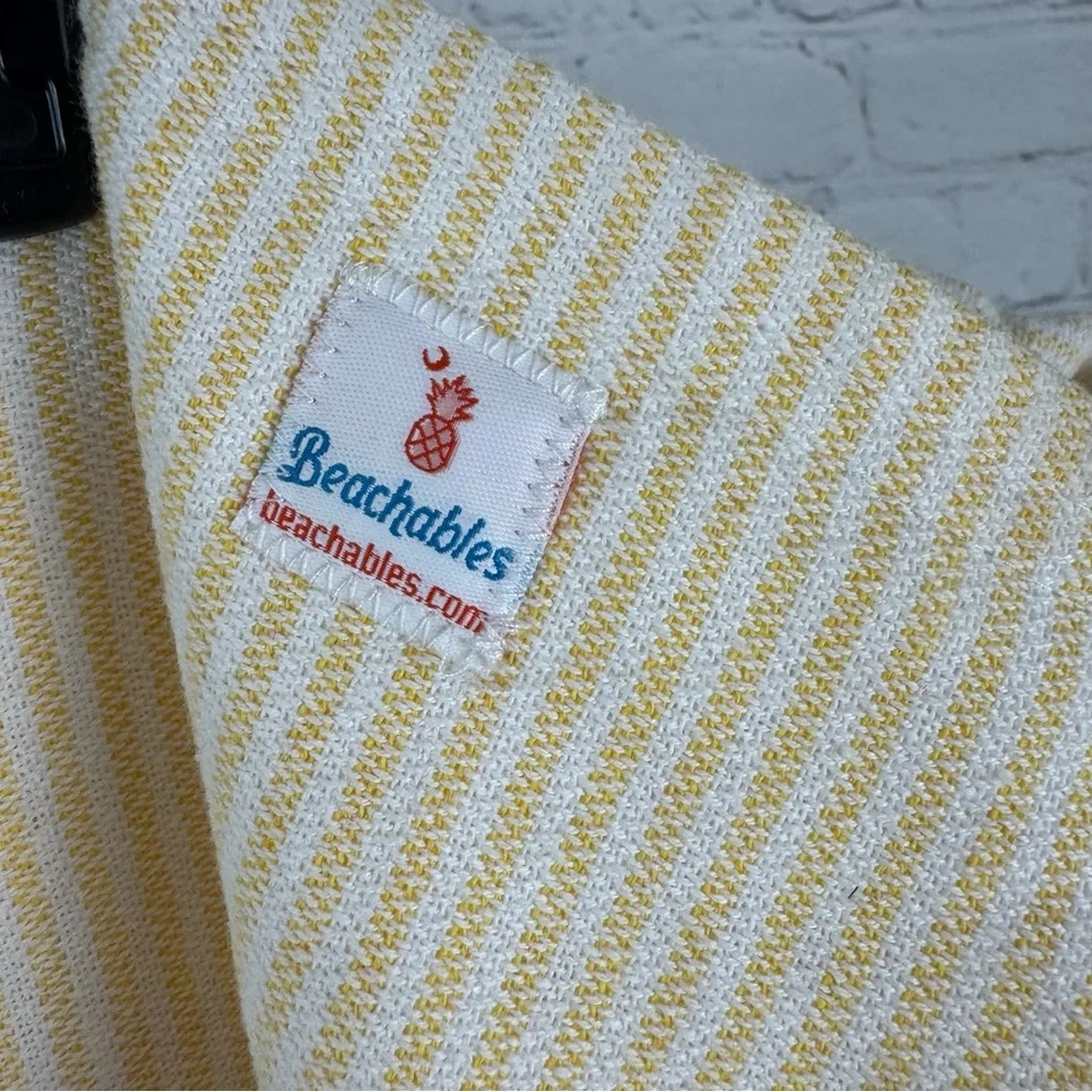 Beachables Striped 3‑in‑1 Turkish Cotton Beach Bag Yellow White Pineapple Print